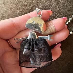 Claire's Moveable Robot in a Dress Pendant Chain Necklace